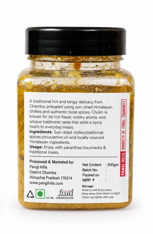 Pangi Hills green chilli chukh back label