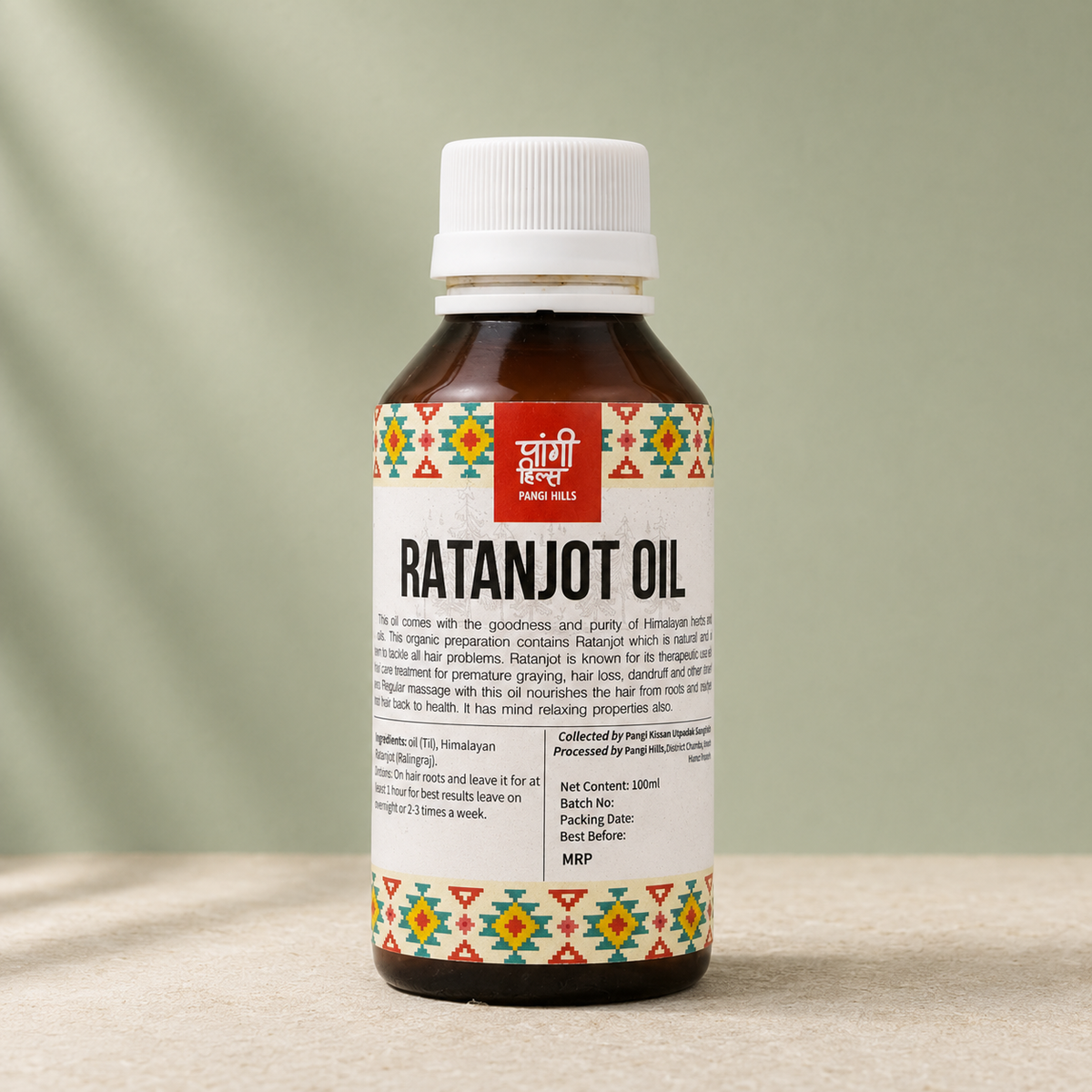 Pangi Hills Ratanjot Hair Oil 100ml front view