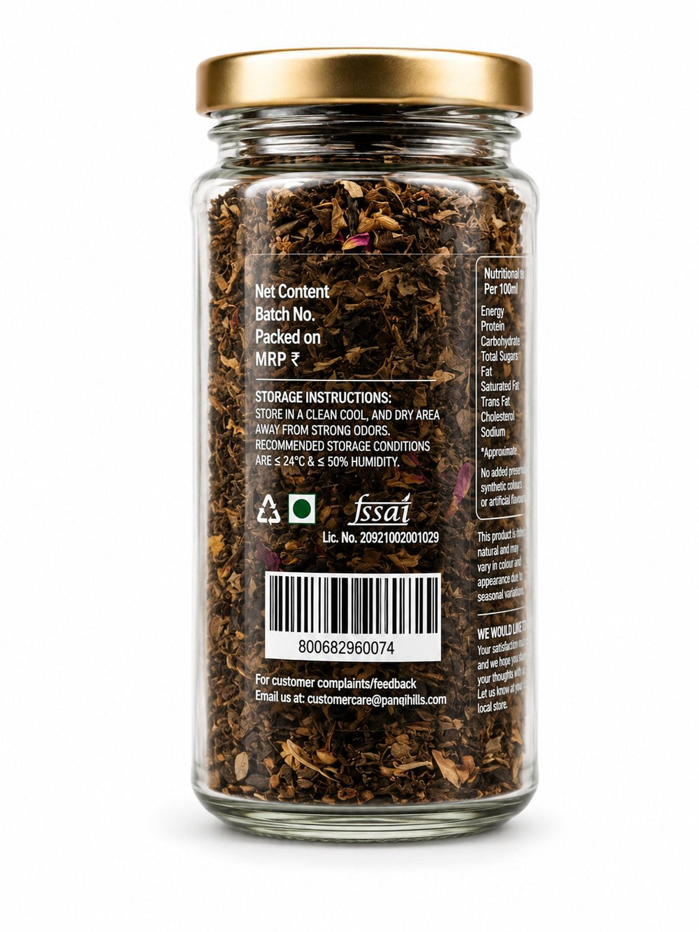 Pangi Hills rhododendron tea 50gm back label